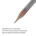 thumbnail image 3 of Uxcell 0.5mm Radius 4mm Shank 50mm Length HRC55 Carbide AlTiSin Coated Ball Nose End Mill, 3 of 6