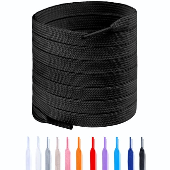 Cordones VGUBLG para zapatillas deportivas, 1 par, planos, negros, 137 cm