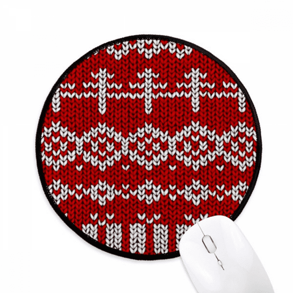 Red Irregular Vertical Grain Knit Pattern Mouse Pad Desktop Office Round Mat for Computer