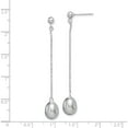 thumbnail image 4 of Sterling Silver Rhodium-Plated 7-8mm Fwc Grey Pearl Post Dangle Earrings Made In China qe15029, 4 of 5