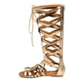 thumbnail image 4 of Soda Ranger Metallic Open Toe Criss Cross Knee High Gilly Tie Gladiator Sandal, 4 of 5