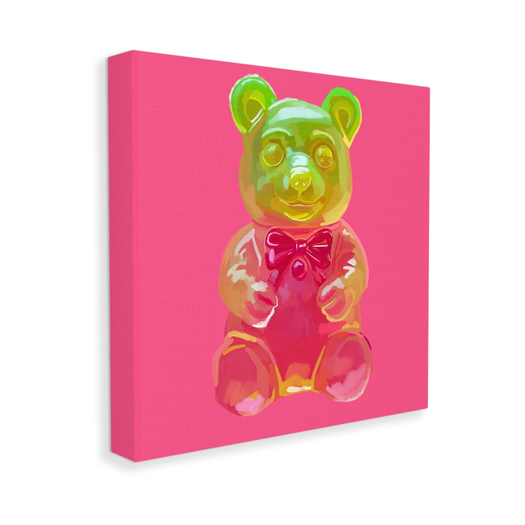Stupell Industries Candy Bear on Pink Food & Beverage Painting Gallery Wrapped Canvas Art Print Wall Art, 36 x 36