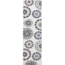 Concord Global Trading Concord Global Charlotte Oasis Area Rug Ivory/Grey 2' x 7'3" Runner 8' Runner Entryway