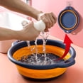 thumbnail image 3 of Folding Portable Saving Space Travel Hiking Camping Dishpan Laundry Basin Wash Basin Laundry Tub LIGHT BLUE L, 3 of 8