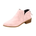thumbnail image 3 of Willtoo Women's Ankle Boots Low Heels Chunky Fashion Zipper Dressy Booties for Women Pointed Toe Slip On Dress Short Shoes Pink, 3 of 5
