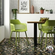 Angle View: Queer Eye Caden Resin Geo Dining Chair, Indoor/Outdoor, 2-Pack, Kiwi Green