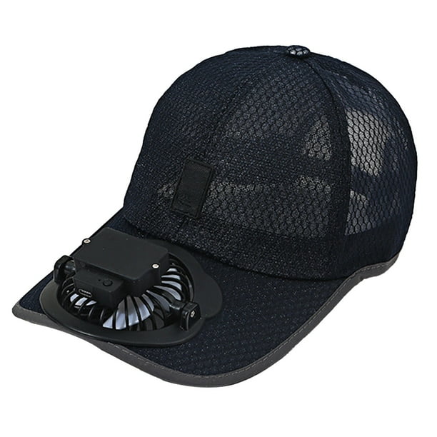 Sombrero parasol con ventilador recargable por USB, malla de poliéster, duradero, transpirable, deportivo o informal.