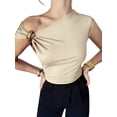 thumbnail image 3 of Women'S Off the Shoulder Tops Mental Elegant Asymmetrical Dressy Top Going Out Outfits Color XS, 3 of 9