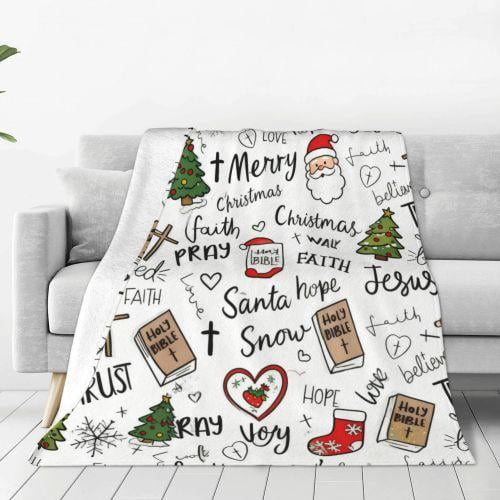 Super Soft Christian Bible Jesus Throw Blanket Premium Fleece 80x60 Inches Lightweight Cozy Warm for Bedroom & Living Room Decoration