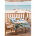 thumbnail image 2 of Outdoor Tablecloth with Umbrella Hole for Patio/Picnic/Party/Camping, Seahorse Coastal Waterproof Table Cloth Rectangle Table Cover Washable, Summer Nautical Starfish Coral Grey Wooden (60"x 102"), 2 of 8