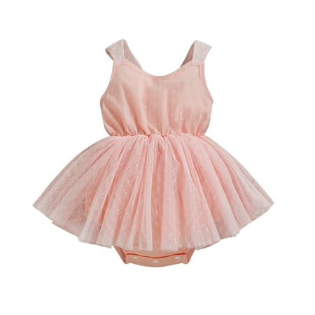 

Mesh Halter Dress Pajamas Skirt Back Bow Pajamas Set Suitable For Ages 6-18 Months