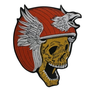 Skull Engine Lighting Large Embroidery Patches For Jacket Motorcycle Biker  PU Leather Iron On33*25CM Clothes Decoration Applique