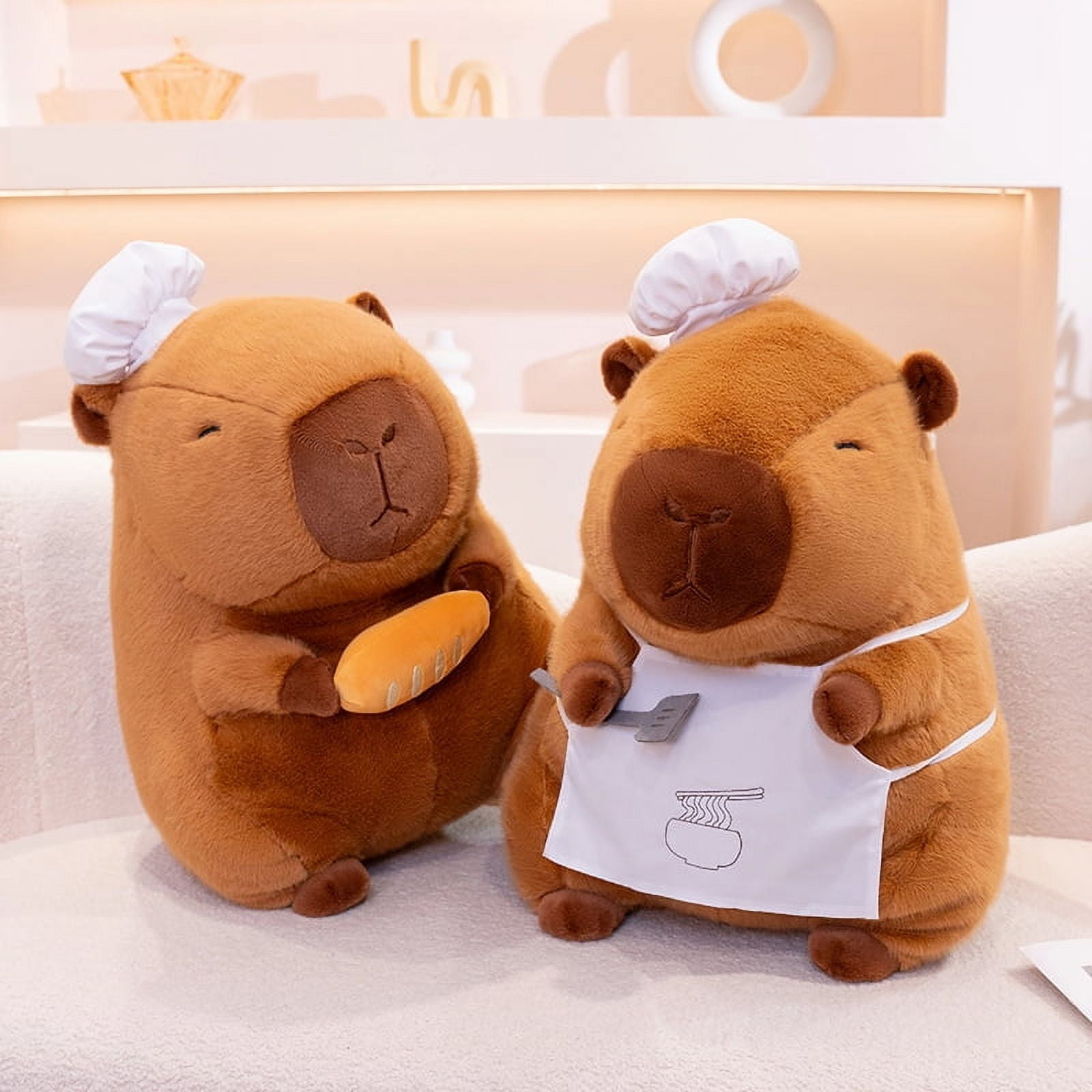 11in Chef Capybara Plush Toy – Cute Cooking-Themed Stuffed Animal with Removable Hat, Gift for Foodies & Kids