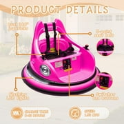 Track Seven 12V Bumper Car for Toddlers, Kids Electric Bumper Car with Remote Control, LED Lights, Bluetooth, 360°Spin, Ride on Toy Car for Boys Girls Aged 2+, Rose Red