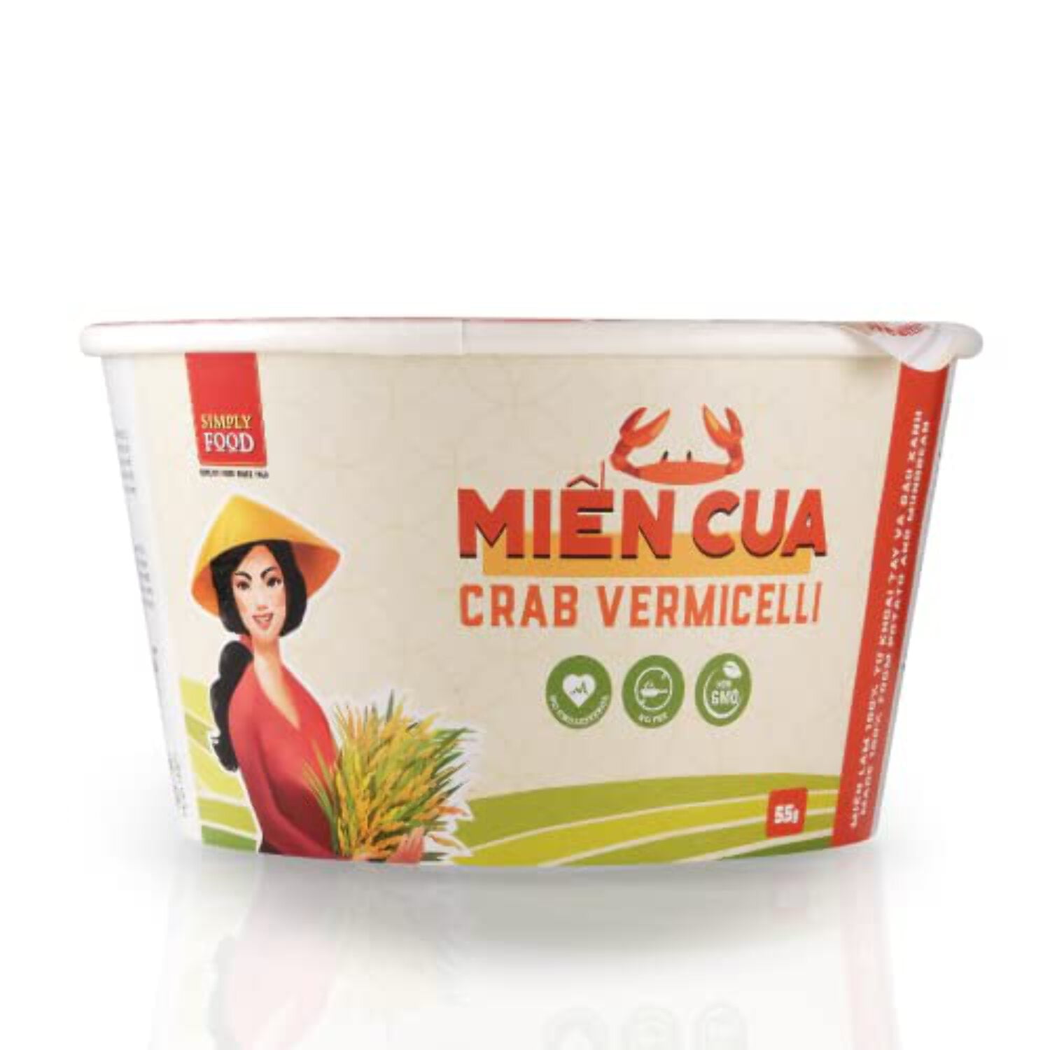 Instant Crab Flavored Glass Noodle (9 Bowls/Box): $1.99/Bowl (55g), Fork Included by Simply Food