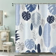 thumbnail image 4 of Tropical Blue Leaves Shower Curtain - Abstract Palm Leaf Botanical Pattern, Waterproof Fabric with Hooks, 72Wx72H, Perfect for Home Decor, Adds a Fresh and Vibrant Touch to Any Bathroom, 4 of 6
