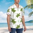 thumbnail image 3 of Sikiie Cute Turtle Print Men's Hawaiian Shirt, Summer Beach Button Pocket Short Sleeve T-Shirt,Medium, 3 of 7