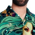 thumbnail image 5 of Mermaid Men's Short Sleeve Poplin Shirts, Casual Printed Button Down Tops for Summer Beach, Unisex with Spread Collar, 5 of 6