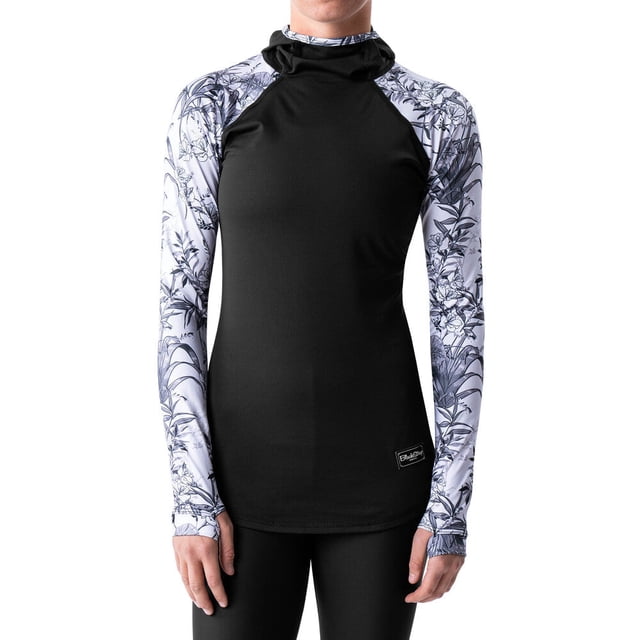 BLACKSTRAP Haut de Base à Capuche Thermique pour Femmes Floral Zen BW, L
