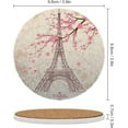 thumbnail image 3 of SKYSONIC Round Drink Coasters 2 Pcs Eiffel Tower and Flower Absorbent Ceramic Coaster with Cork Base for Coffee Cups for Home Decor, 3 of 6