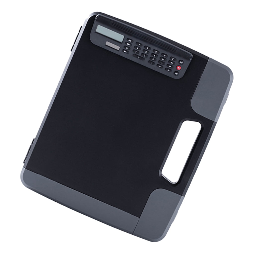 Phenofice Black File Organizer with Calculator Clipboard Case for A4 Document Storage and Office Use