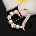 thumbnail image 4 of Eoperou Shining Rhinestones Faux Pearls Brooch Pin Exquisite Decorative Flower Hollow Heart Shape Pin Costume Accessories, 4 of 7