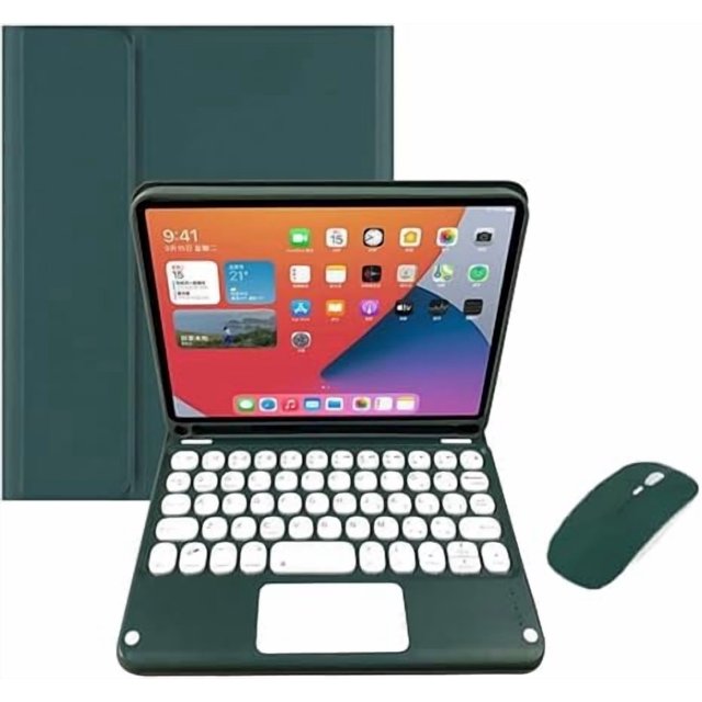 Funda Verde con Teclado y Mouse Desmontables para iPad Mini 7 8.3"