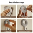 thumbnail image 6 of Heavy Duty Adhesive Wall Hooks | No Drill Hanging Hooks for Bathroom Kitchen | 4-Pack Strong Load Bearing Non-Marking Hooks in White Gray Beige, 6 of 6