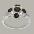 thumbnail image 3 of LBG British Made 14k White Gold Natural Green Tourmaline & Diamond Womens Promise Ring - 33 size options - Size 6, 3 of 6