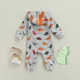 thumbnail image 4 of Baby Boy Girl Long Sleeve Hooded Jumpsuit Cartoon Dinosaur Printed Romper Bodysuit Overall Outfits, 4 of 7