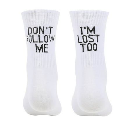 

Yubnlvae Follow Printing Am Cotton Don T Socks Too Socks Fun Socks I Lose Me Long Medium Socks White