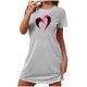 thumbnail image 2 of Camisón corto de San Valentín para mujer, talla grande, estampado en el pecho, cuello redondo, manga corta, 2 of 3
