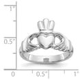thumbnail image 3 of 10K White Gold Ring Band Themed Polished Claddagh, 3 of 5