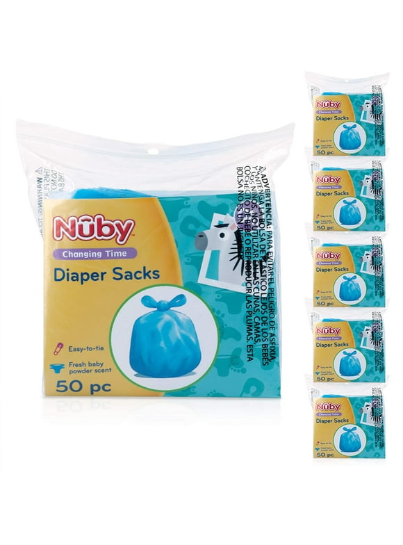 Nuby Diaper Disposable Bags, Fresh Baby Powder Scent,50 Count(pack of 6) 300 Count (Pack of 1)