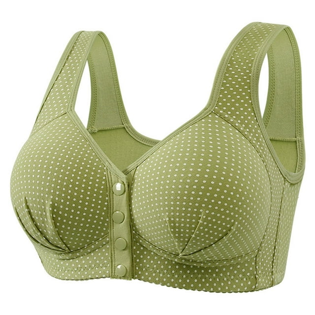 RBCKVXZ Plus Size Bras for Women No Underwire Front Closure Comfortable Senior Wireless Snap Closing Bra Green XXXXL