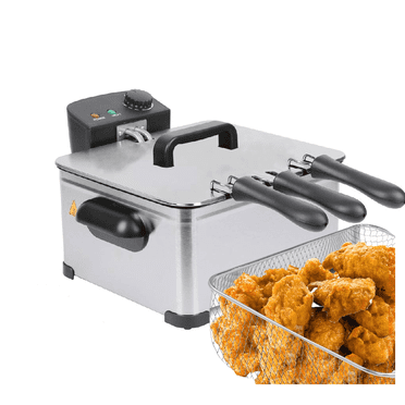 WHALL Deep Fryer with 3 Baskets, 5L (21 Cups) Oil Capacity, Temperature Control, Stainless Steel, 1700W