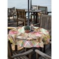 thumbnail image 3 of Round Outdoor Tablecloth With Umbrella Hole And Zipper– Two Rabbits Easter Waterproof Patio Table Cover for Party, Picnic, Backyard, 60" Dia. , Spring Tulips Flowers Color Green Plaid, 3 of 8