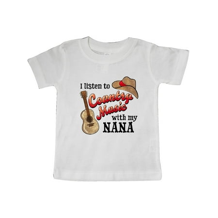 

Inktastic I Listen to Country Music with my Nana with Guitar and Hat Gift Baby Boy or Baby Girl T-Shirt