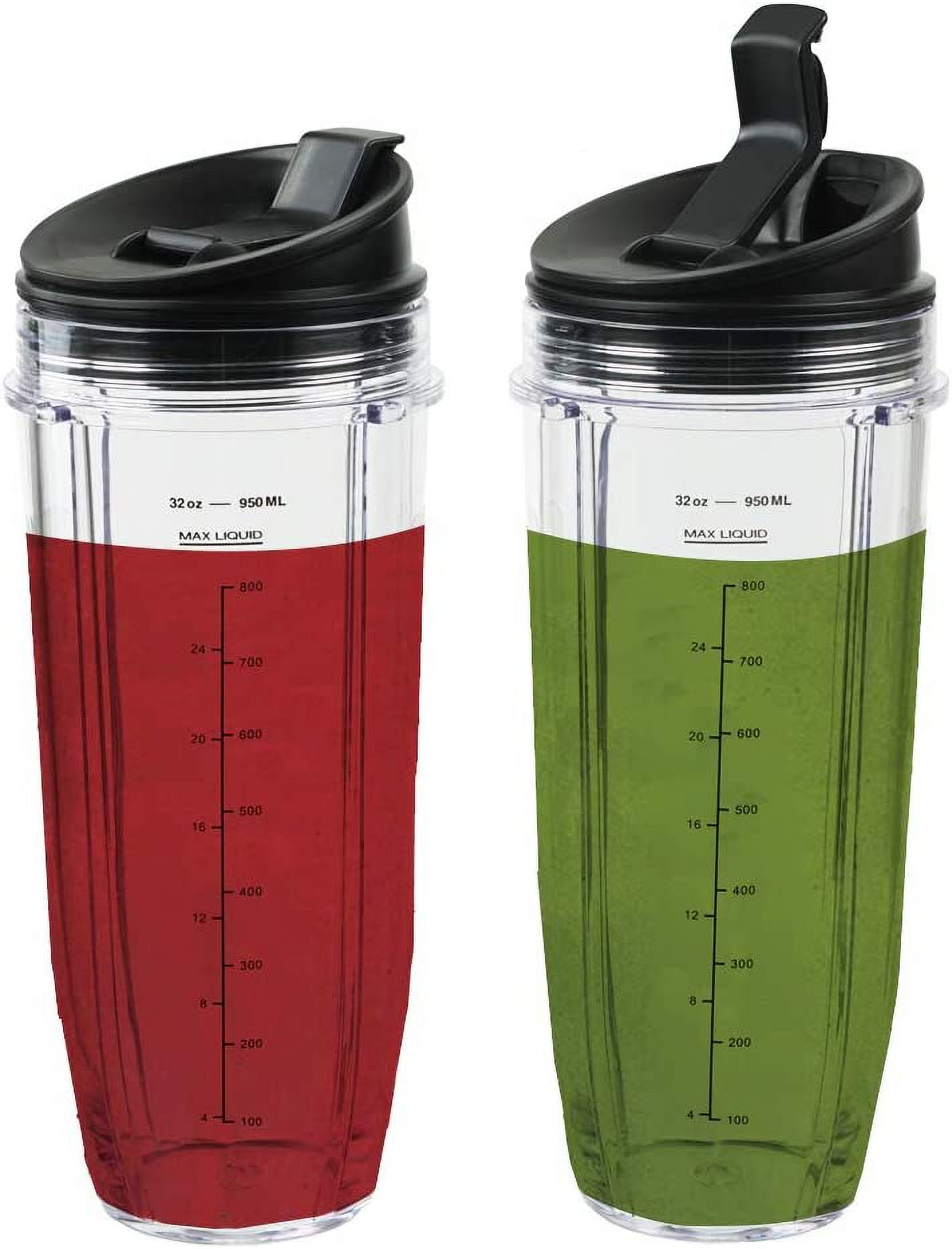 Nutri Ninja 32 oz Tritan Cups with Sip & Seal Lids. Compatible with BL480,  BL490, BL640, & BL680 Auto IQ Series Blenders (Pack of 2)