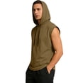 thumbnail image 5 of Mens 2026 Sleeveless Hoodie Tank Top Drawstring Hooded Tank Tops Gym Bodybuilding Cut Off Workout Muscle Shirts Sleeveless Tee Shirt,Brown M, 5 of 6