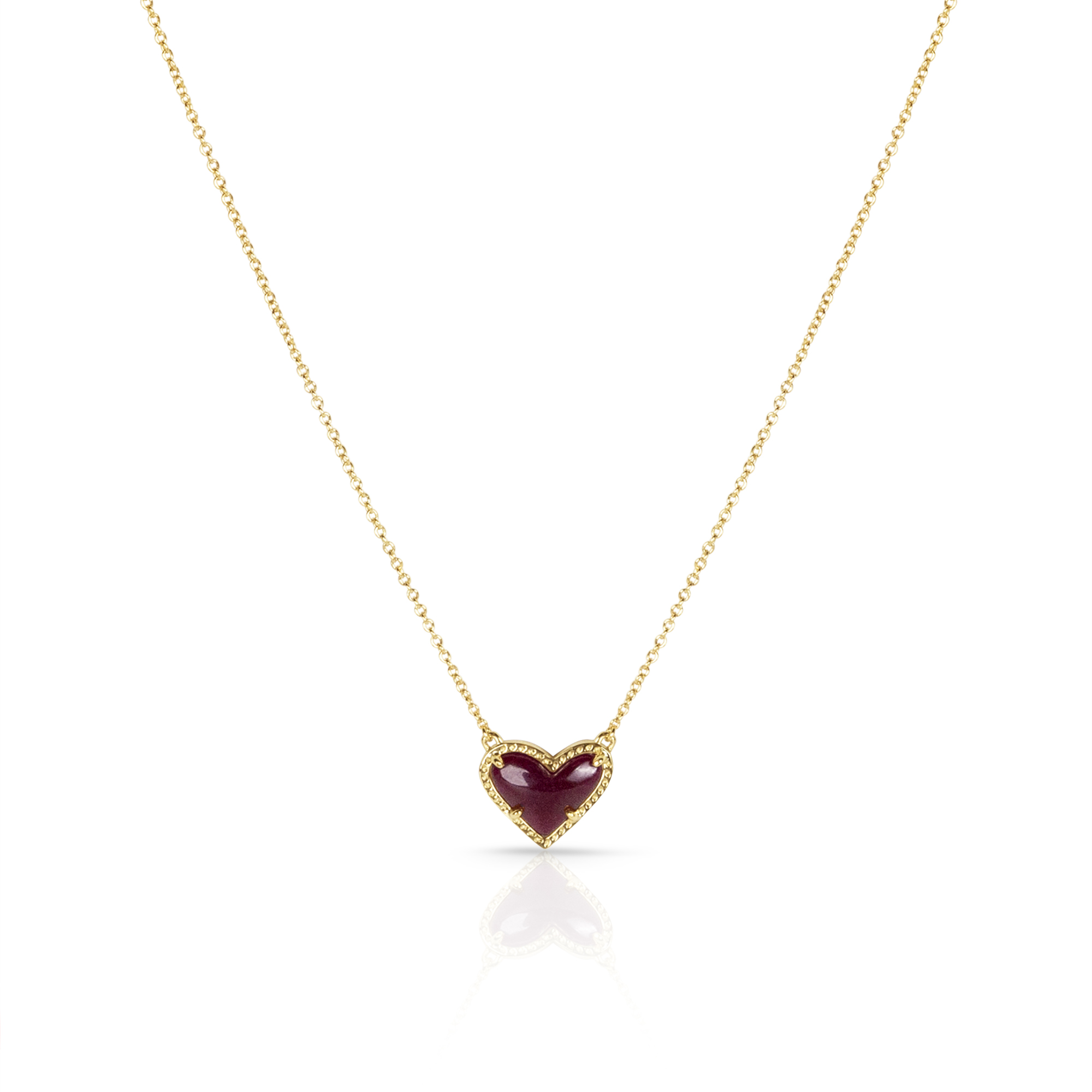 Kendra Scott Women's Ari Heart Gold Pendant Necklace in Maroon Jade 9608801343
