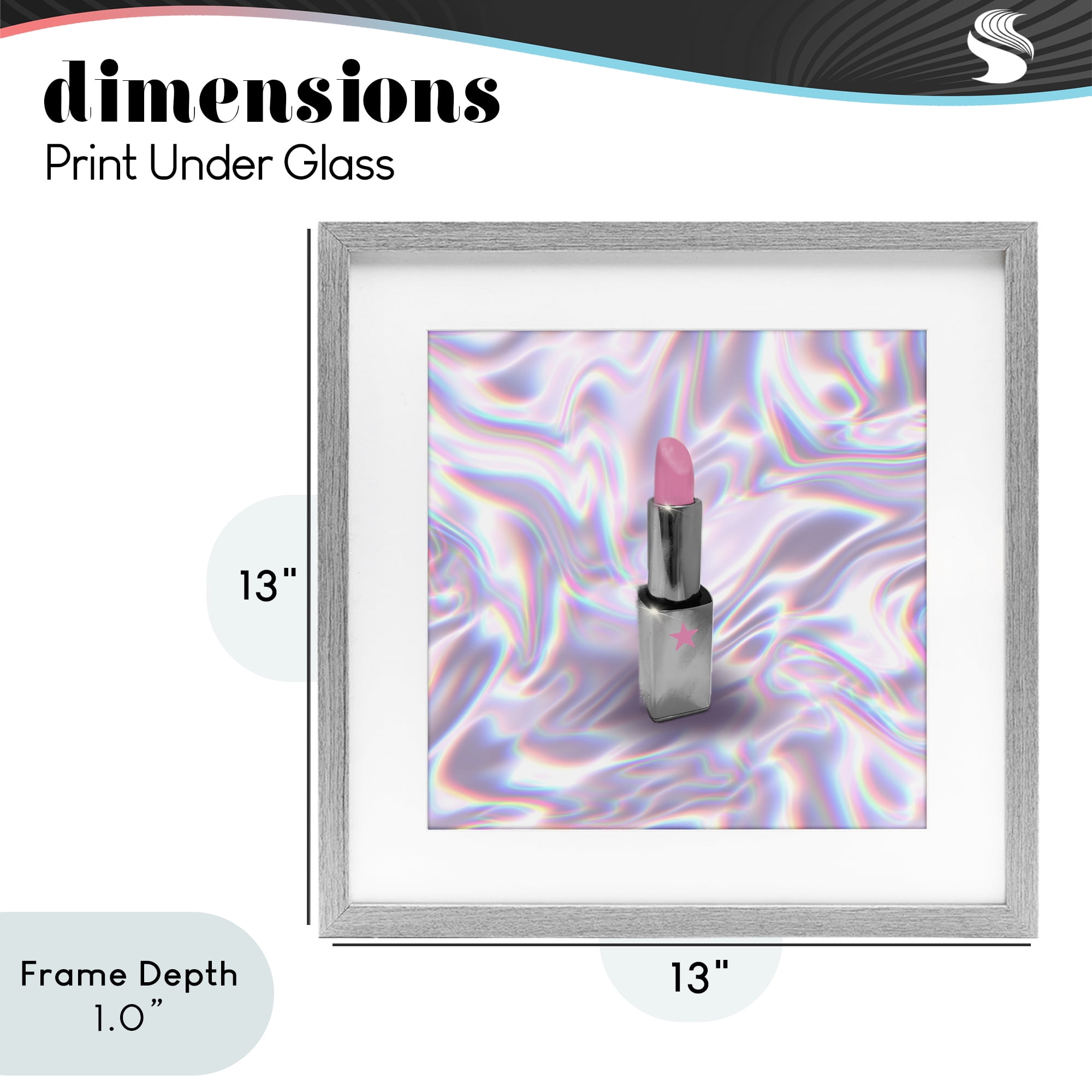 Stupell Industries Iridescent Icon Lipstick Gray Framed Print Under Glass, design by Matthew Piotrowicz