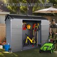 thumbnail image 2 of 8x4 FT Resin Storage Sheds Outdoor with Floor, Waterproof Plastic Sheds with 2 Windows and Lockable Door, Top Light Transmission Tool Shed for Backyard, Patio, Poolside, Bike, Gray, 2 of 7