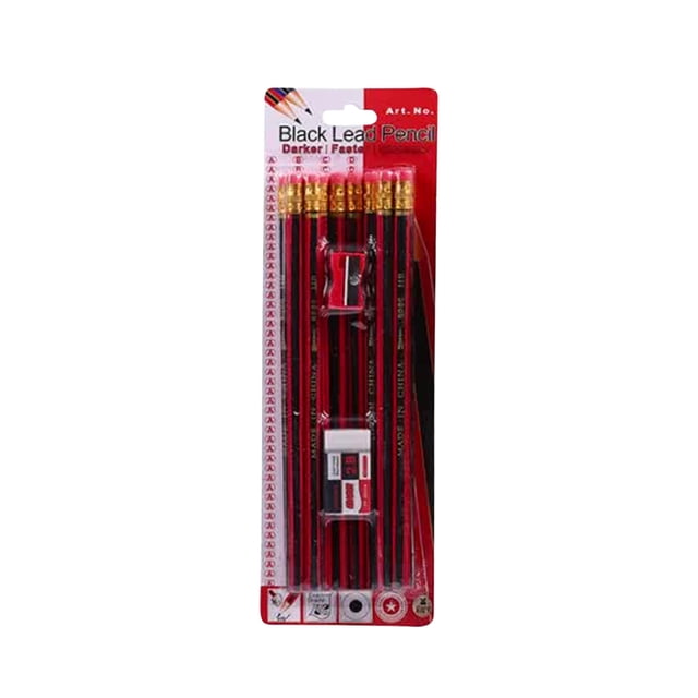 Fiudx 12 Lápices Redondos de Madera con Goma de Borrar, Pintura Ecológica, Juego Completo con Sacapuntas, Ideal para Dibujar, Escribir y Uso Educativo, 190 Mm de Longitud.