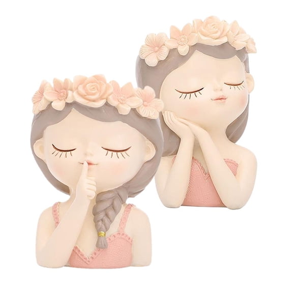 kowaku 2pcs Elegant Small Head Resin Pots Flowerpot Vase home and hotel Decor