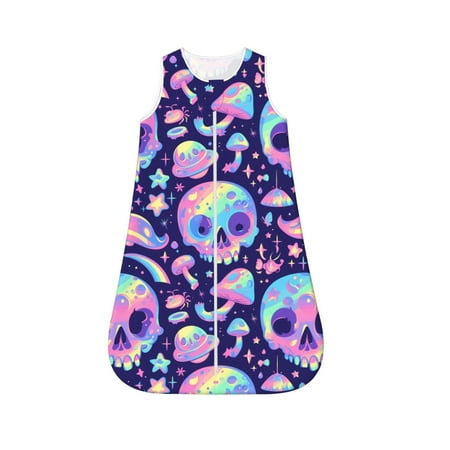 

Fotbe crystal Skull mushroom Pattern Sleep Sack - Baby Wearable Blanket with Zipper Extra Soft Cotton Sleeveless Sleeping Bag for Infants-Small