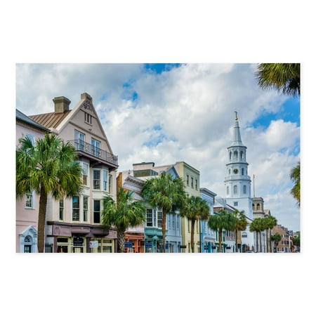 Charleston Gallery - NOIR Gallery Charleston South Carolina Palm Trees and Architecture Canvas Wall Art