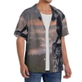 thumbnail image 2 of Pofeuu Black Dragon Cliff Dawn Print Mens Casual Short Sleeve Shirts Beach Summer Spread Collar Pocket Tops Men's Casual Short-sleeved Shirt-Medium, 2 of 5