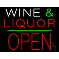 thumbnail image 1 of Wine and Liquor Block Open Green Line LED Neon Sign 15 x 19 - inches, Clear Edge Cut Acrylic Backing, with Dimmer - Bright and Premium built indoor LED Neon Sign for Bar decor., 1 of 7