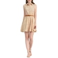 thumbnail image 1 of Vestido sin mangas de media abertura con estampado floral para mujer Inspire Chic, largo hasta la rodilla, con cinturón, en color naranja y púrpura, 1 of 8